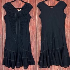 DKNY Womens Navy Blue Dress Ruffle Hem Whimsygoth Y2K Witchy SIze 6